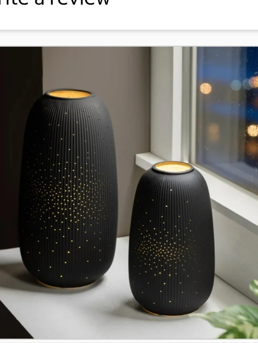 (6)Evergreen LED Porcelain Lantern, Set of 2